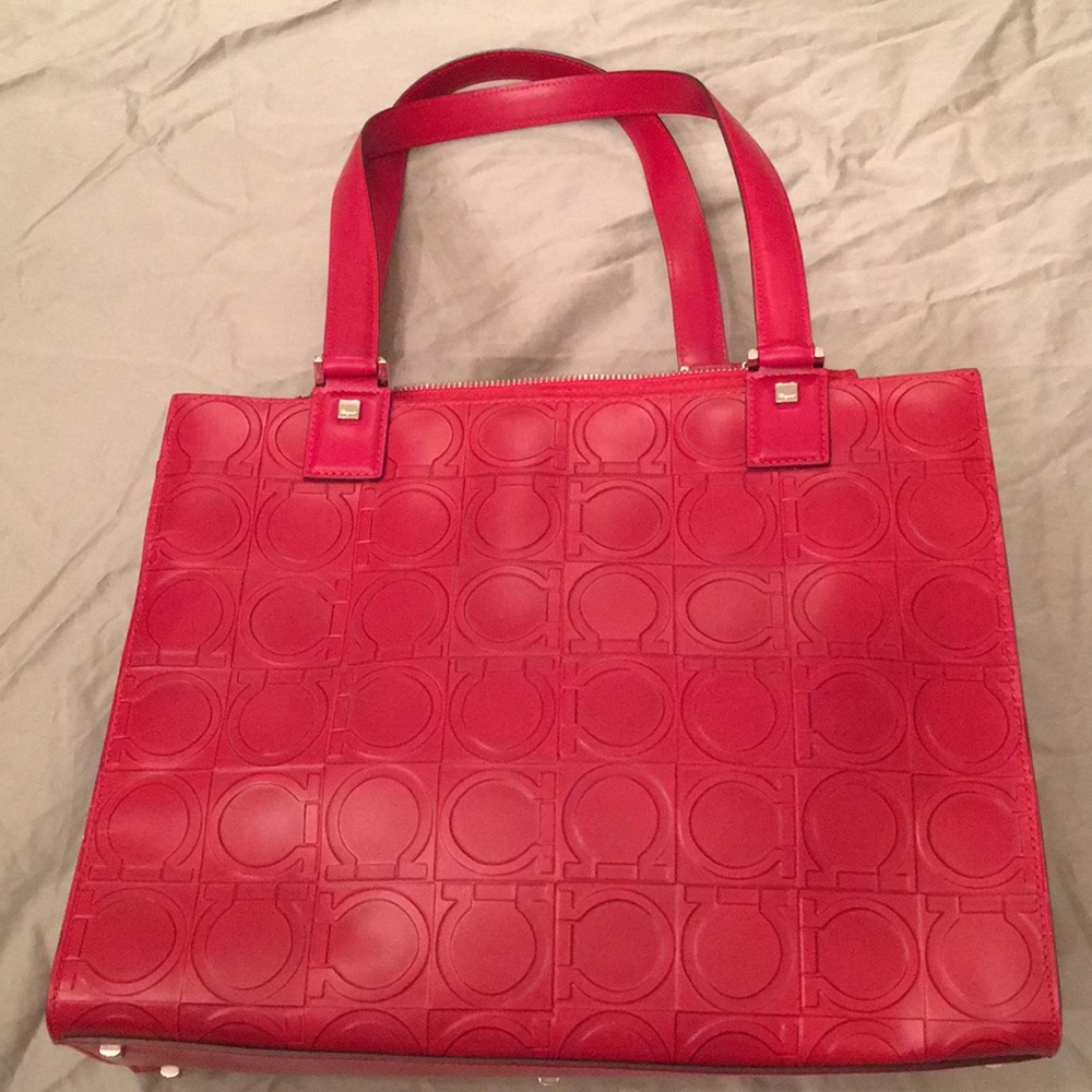 Salvatore Ferragamo Gancio Red Leather Tote